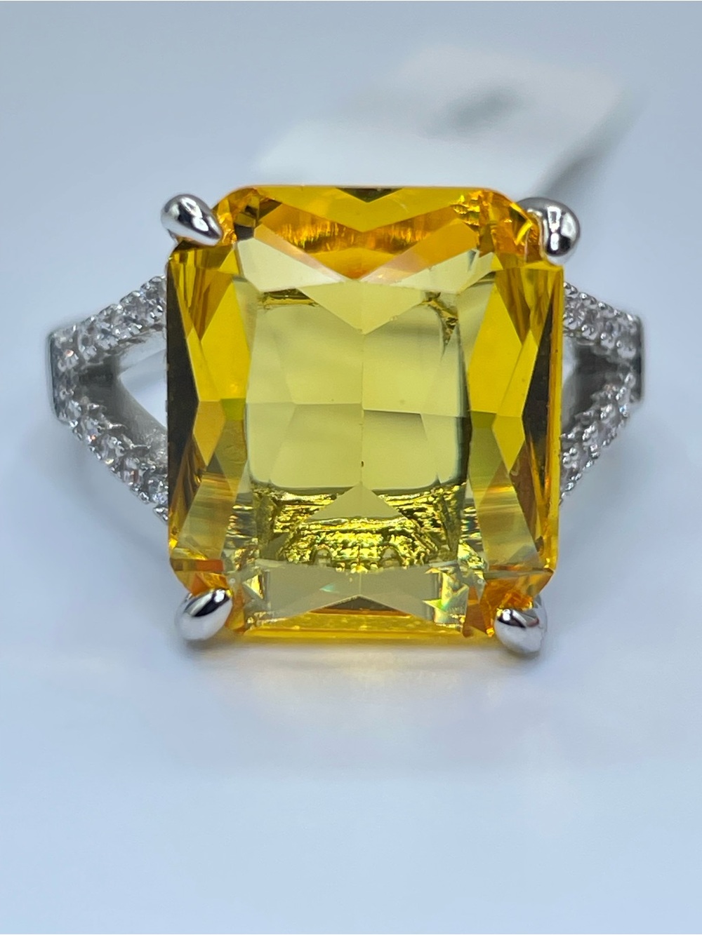 Swarovski Crystal Elements Canary Yellow Crystal Statement Ring Size 7.5
